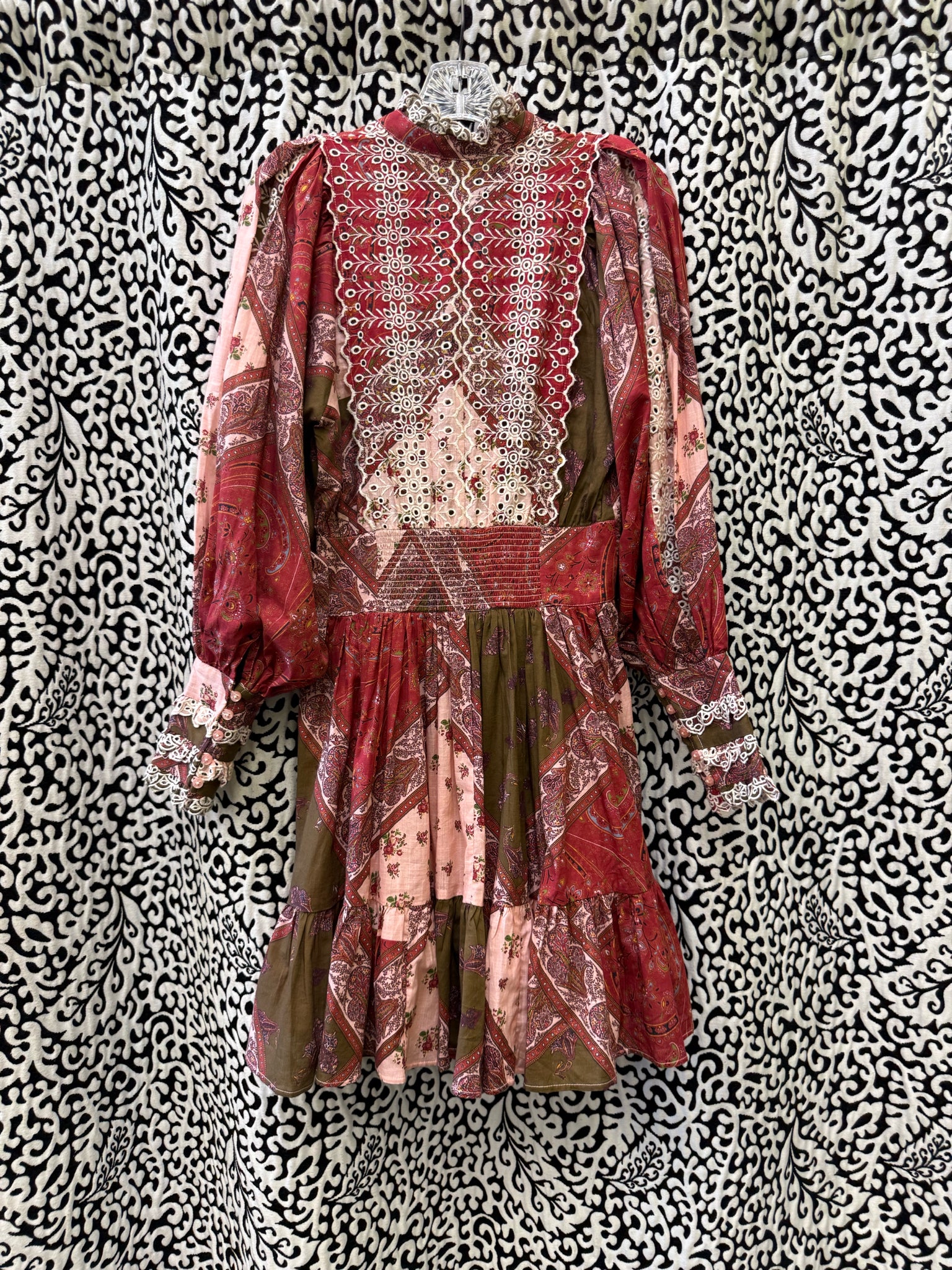 New with Tag BY TIMO Pink Brown Size 2 Long Sleeve Designer Dress