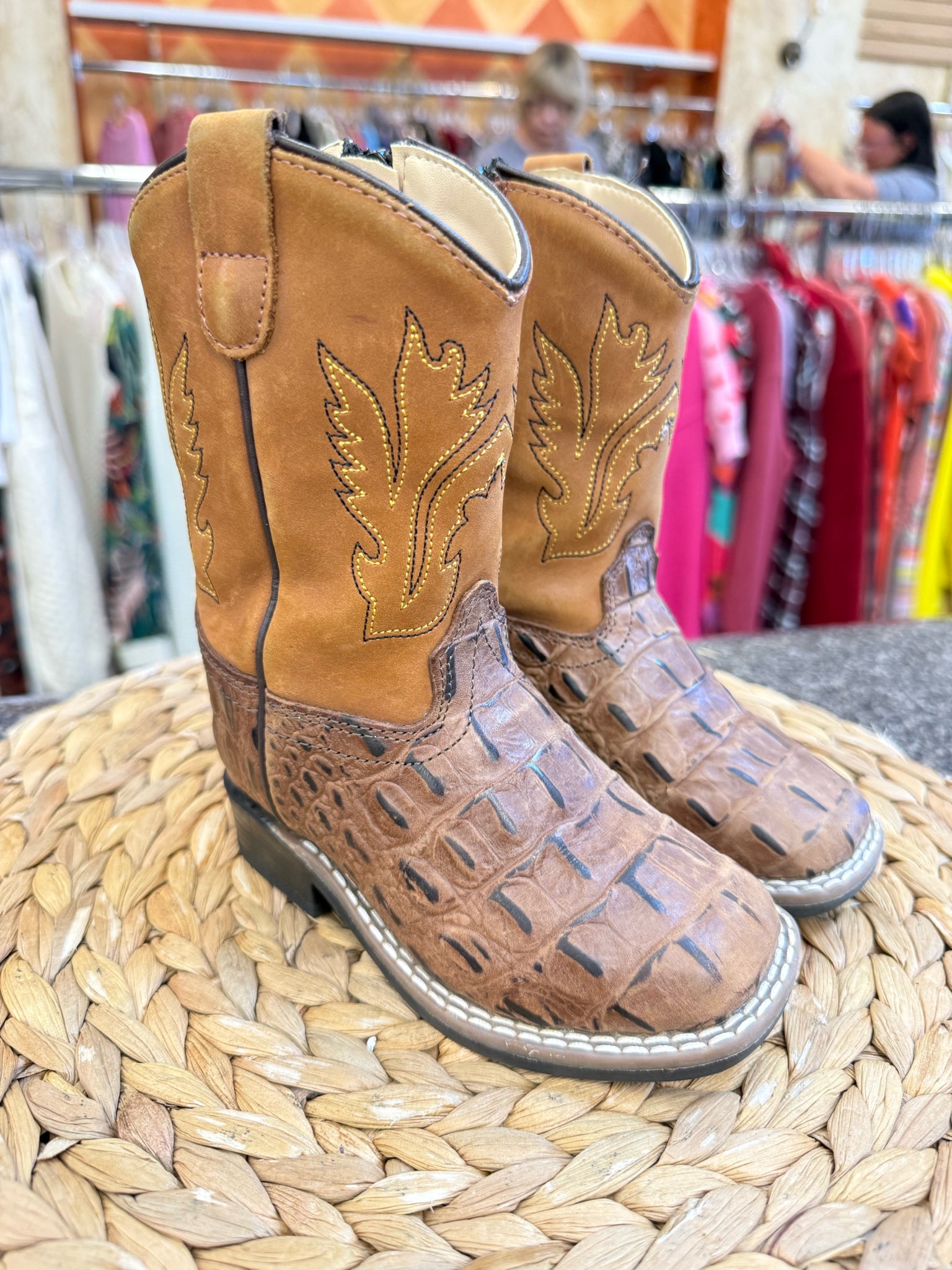 Pre-owned OLD WEST Brown C-SIZE 7 Boys Boots