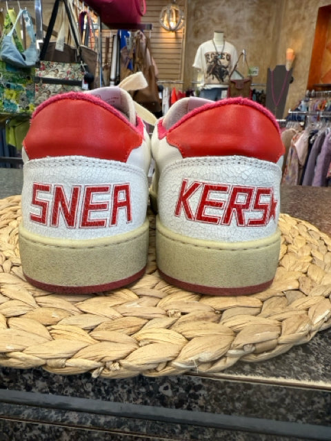 New with Tag Golden Goose White Red Trim Size 10.5 Designer Sneaker