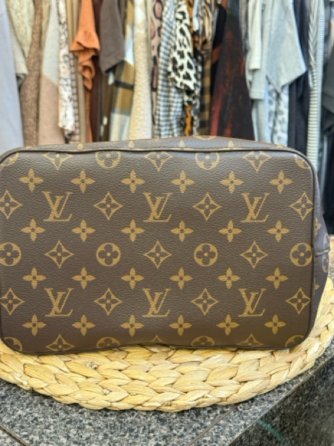 Pre-owned LOUIS VUITTON Dark Brown Signature Red Trim Designer Purse