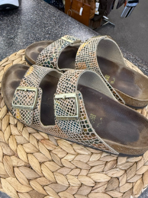 Pre-owned BIRKENSTOCK Brown animal Yellow Size 10 Designer Sandal
