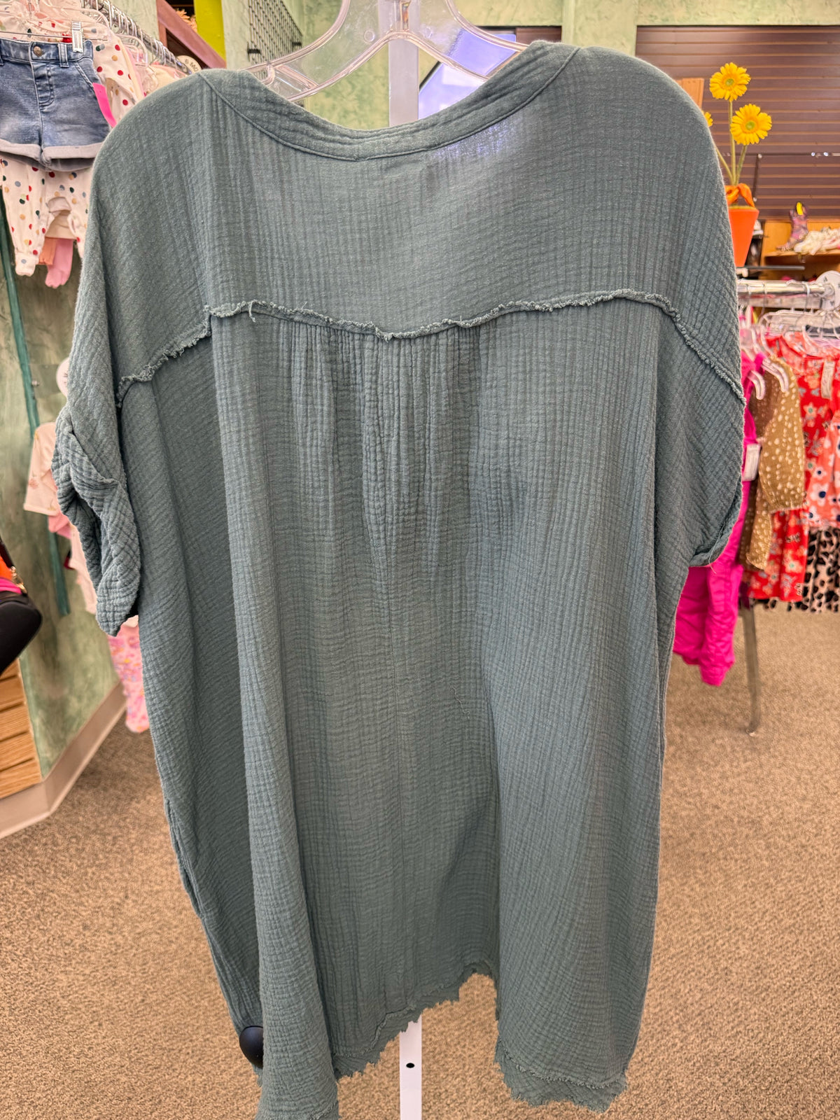 Pre-owned ENTRO Teal Size 14 Short Sleeve Dress