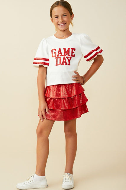 New HAYDEN Red Off-white Size Small Short Sleeve Girls Top