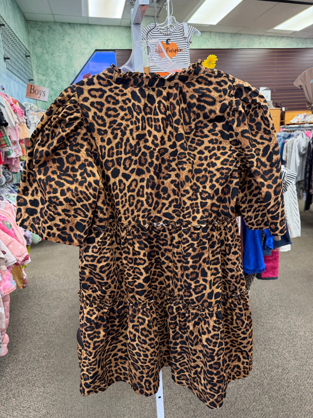 Pre-owned SUGARLIPS Light brown Black Animal Size 6 Short Sleeve Dress