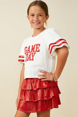 New HAYDEN Red Off-white Size Small Short Sleeve Girls Top