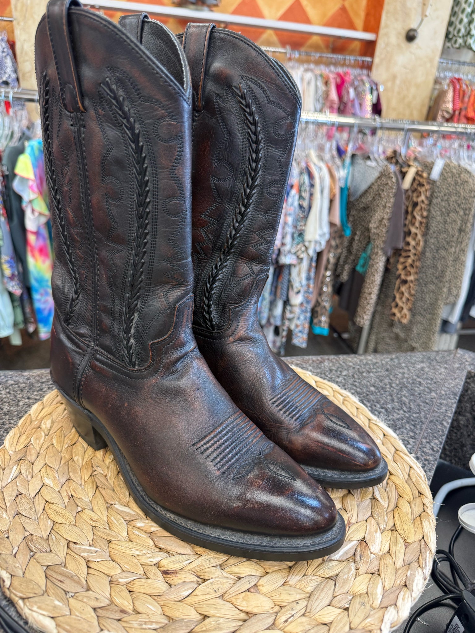 Pre-owned ABILENE Dark brown SHOE SIZE 9 Mens Designer Boot