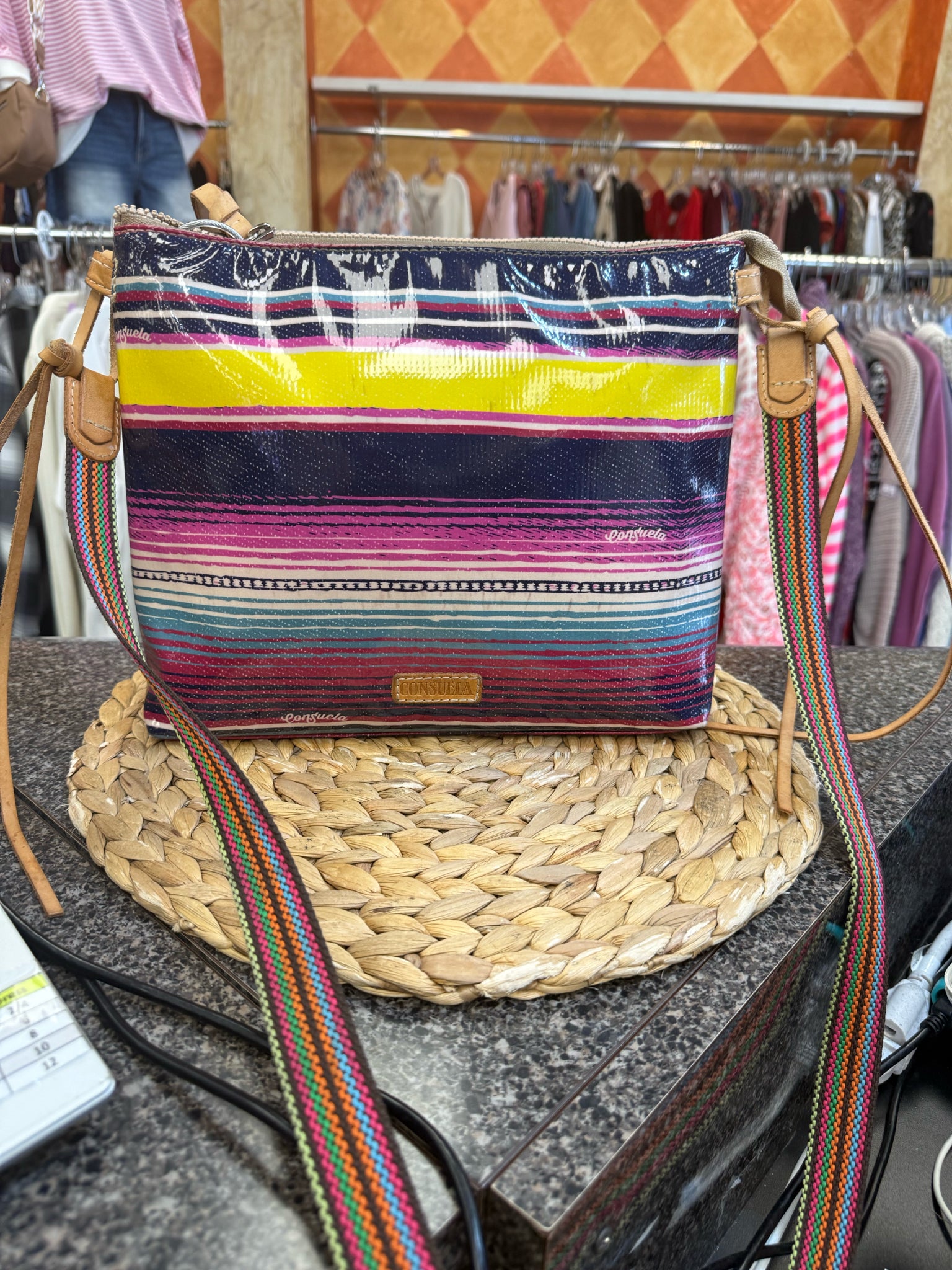 Pre-owned CONSUELA Yellow Pink Crossbody Designer Purse