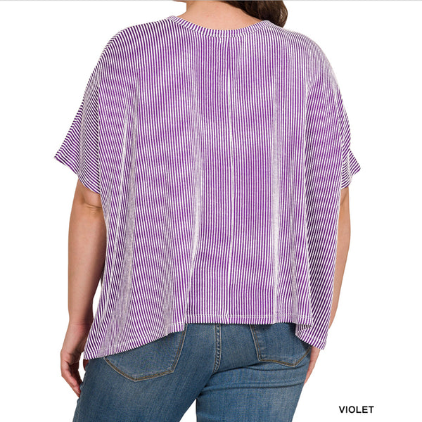 New Zenana Violet Size M/L Short Sleeve Blouse
