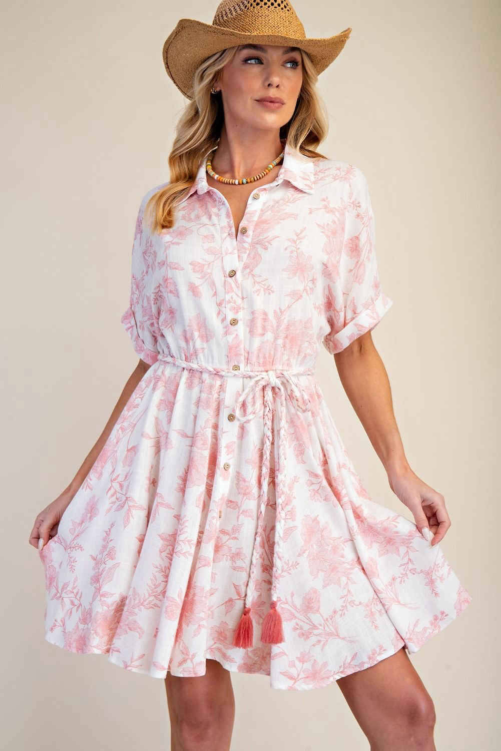 New EASEL Pink floral Size Small Short Sleeve Dress