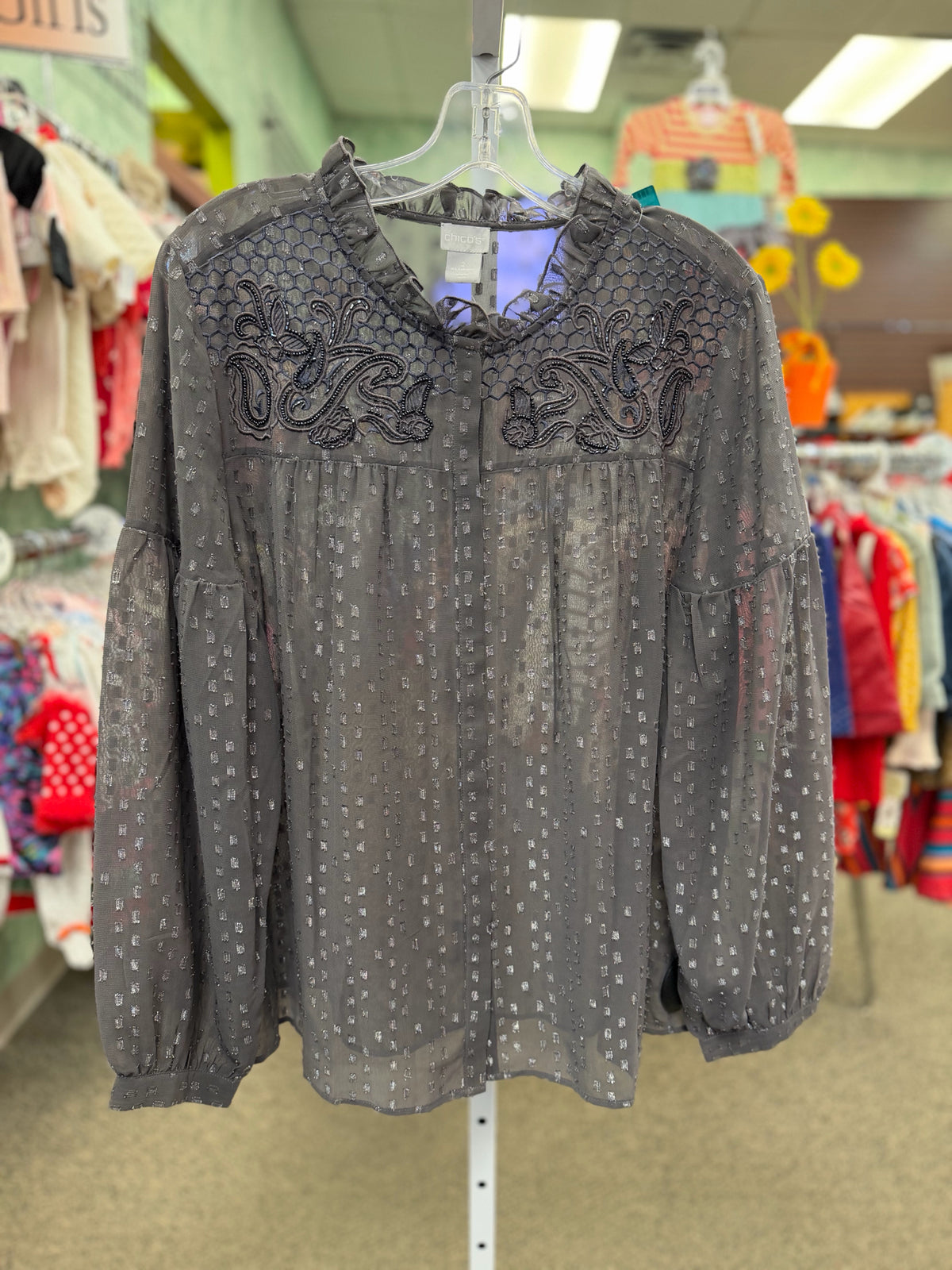New with Tag Chico's Gray Silver Blend Size: XL Long Sleeve Blouse