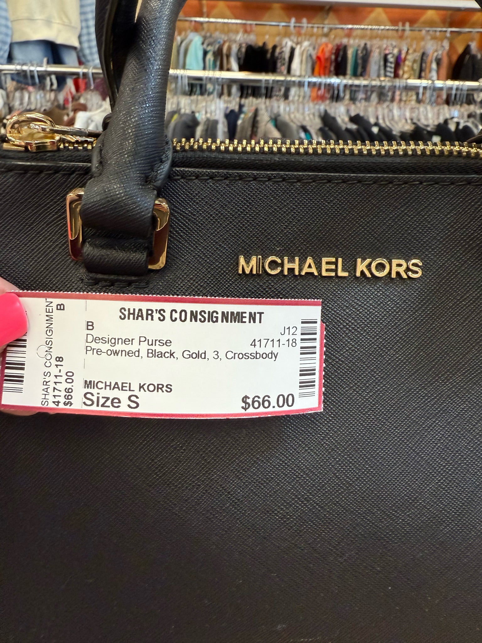 Pre-owned MICHAEL KORS Black Gold Crossbody Designer Purse