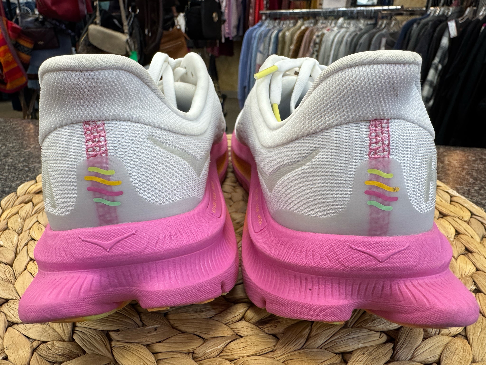 Pre-owned HOKA White Pink Trim Size 10 Designer Sneaker