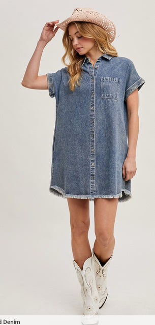 New Bluivy Blue Jean Size Small Short Sleeve Dress