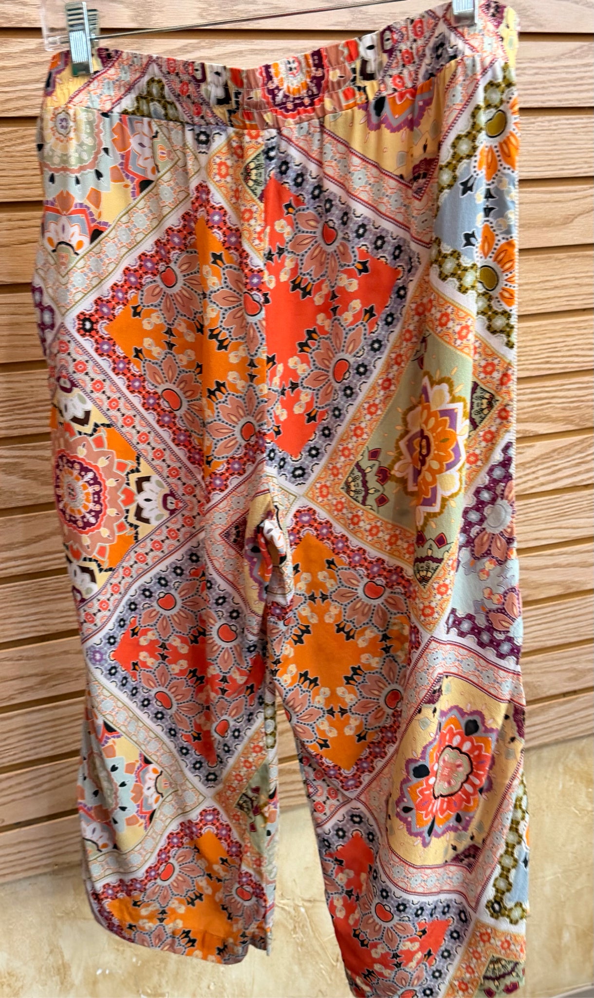 Pre-owned JOHNNY WAS Orange print Multi Size 10/12 Pants