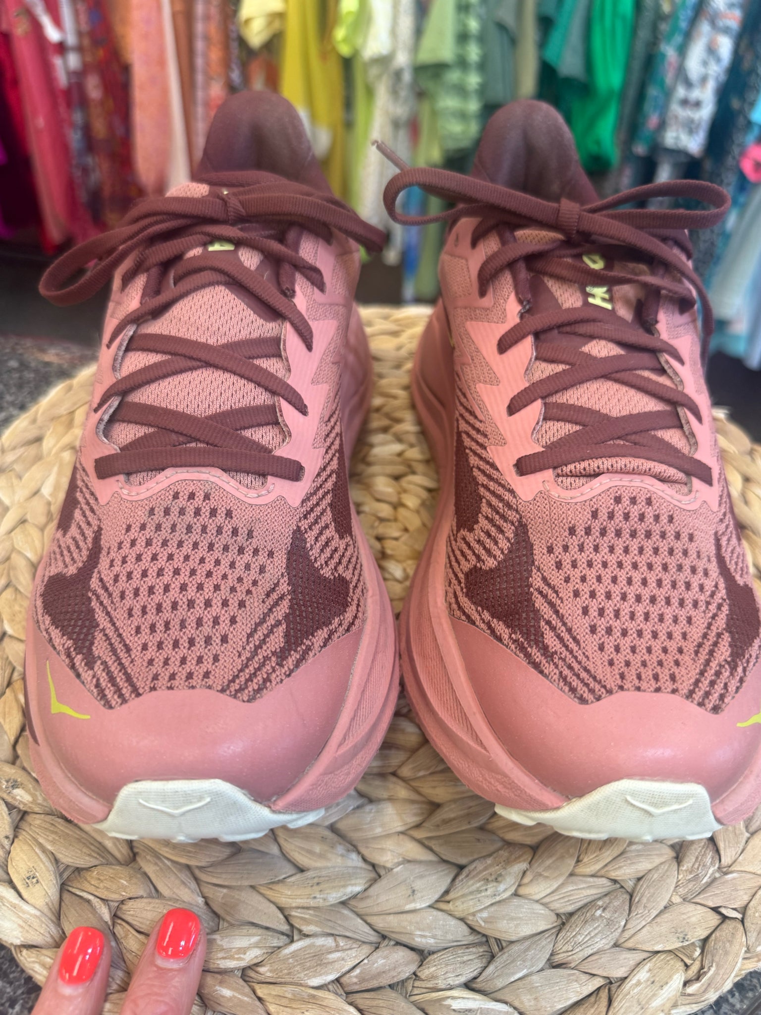 Pre-owned HOKA Blush Maroon Trim Size 10 Designer Sneaker