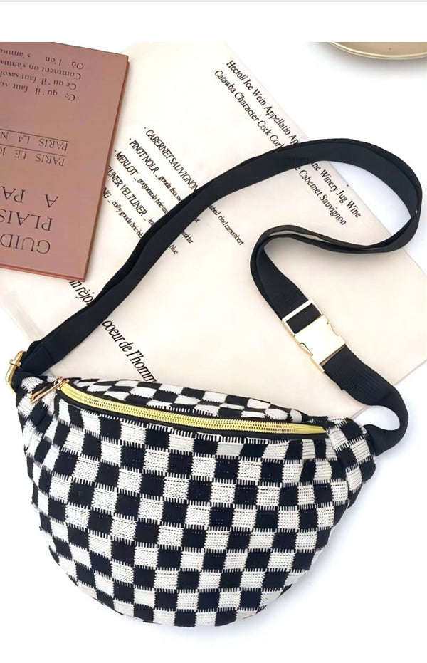 New Zenana Black check White S Fanny Pack Purse