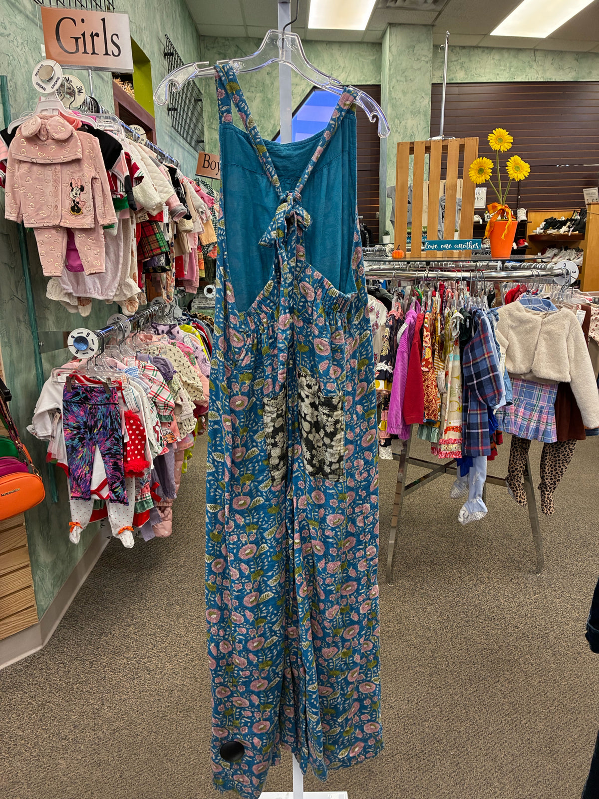 Pre-owned NATURAL LIFE Teal Pink Floral Size 12 Sleeveless Pants Jumper
