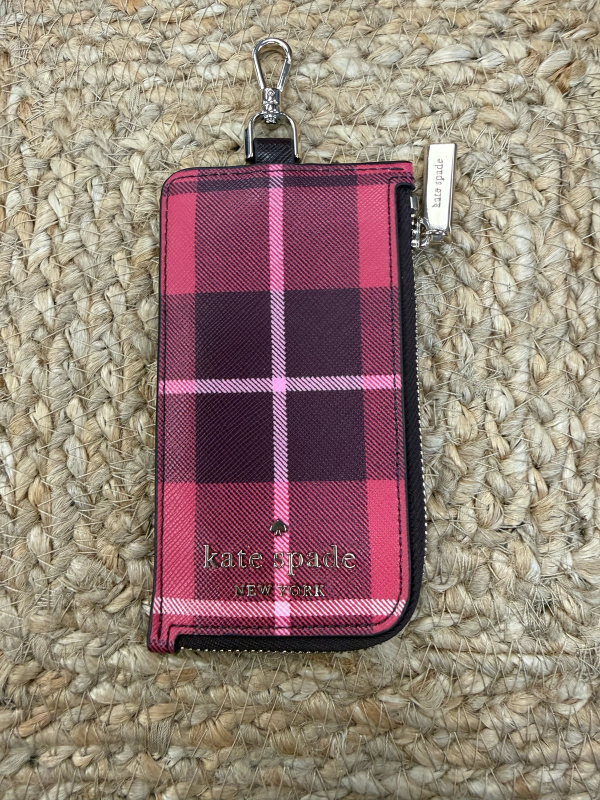 Pre-owned KATE SPADE Red plaid Pink Plaid Credit Card Holder