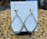 Pre-owned KENDRA SCOTT Silver Blue Trim Designer Earring