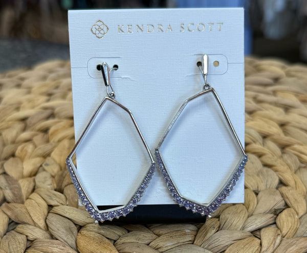 Pre-owned KENDRA SCOTT Silver Blue Trim Designer Earring