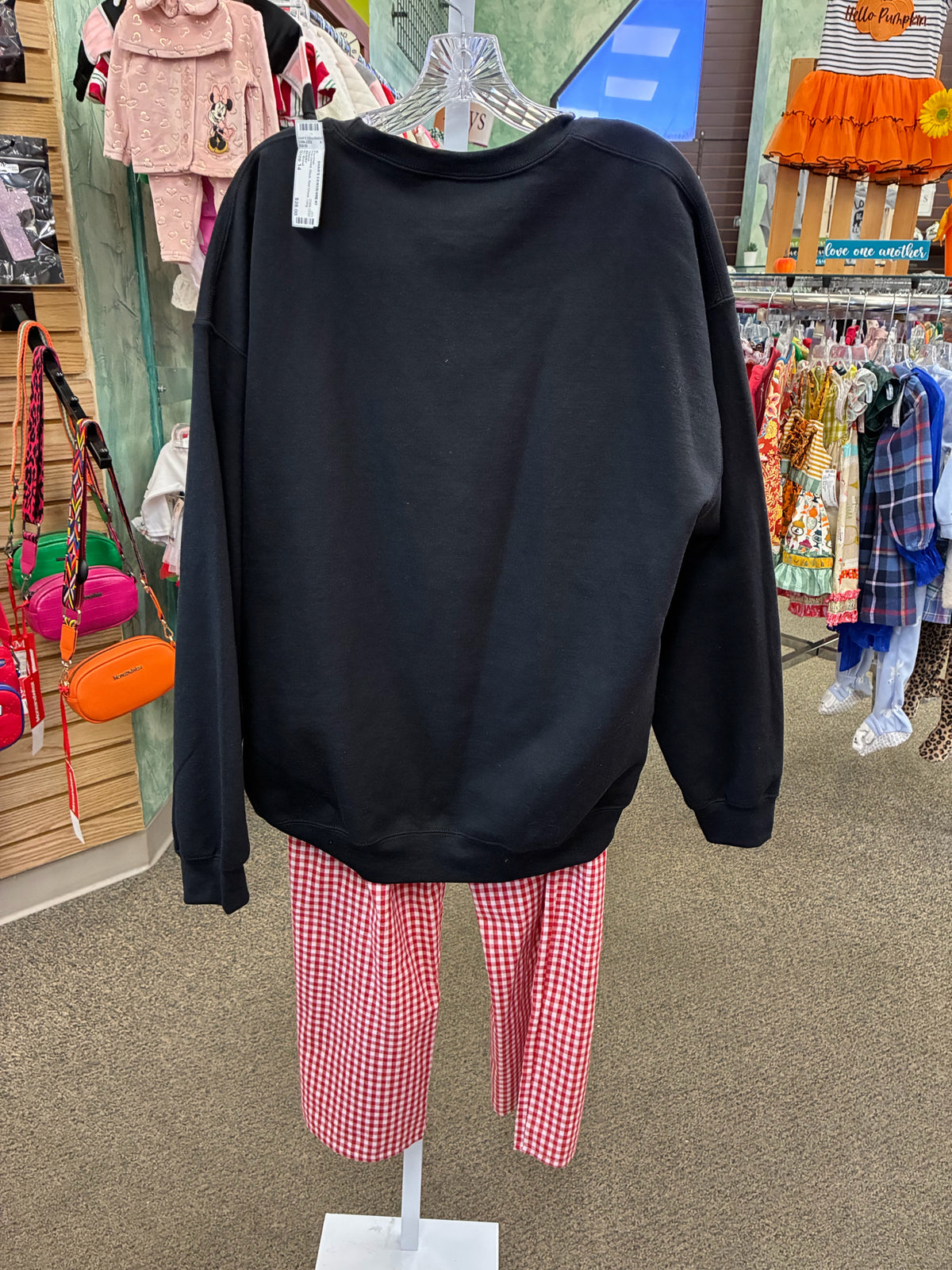 Pre-owned No Brand Black Red Check Dr Size 14 Long Sleeve PantSet