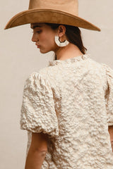 New BIBI Oatmeal Size S Short Sleeve Blouse