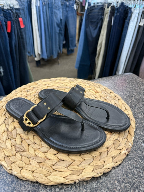 Pre-owned TORY BURCH Black Gold Size 9 Designer Sandal