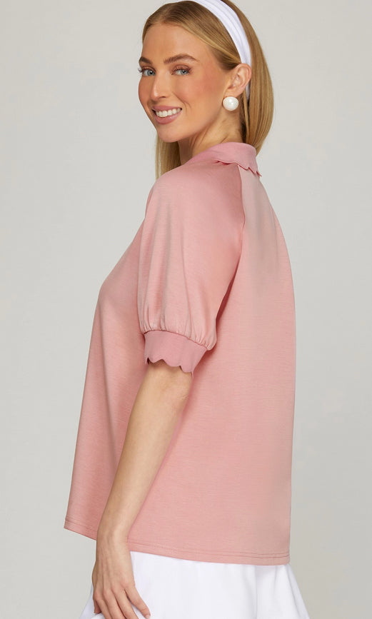 New  SHE+SKY Pale pink Short Sleeve Blouse