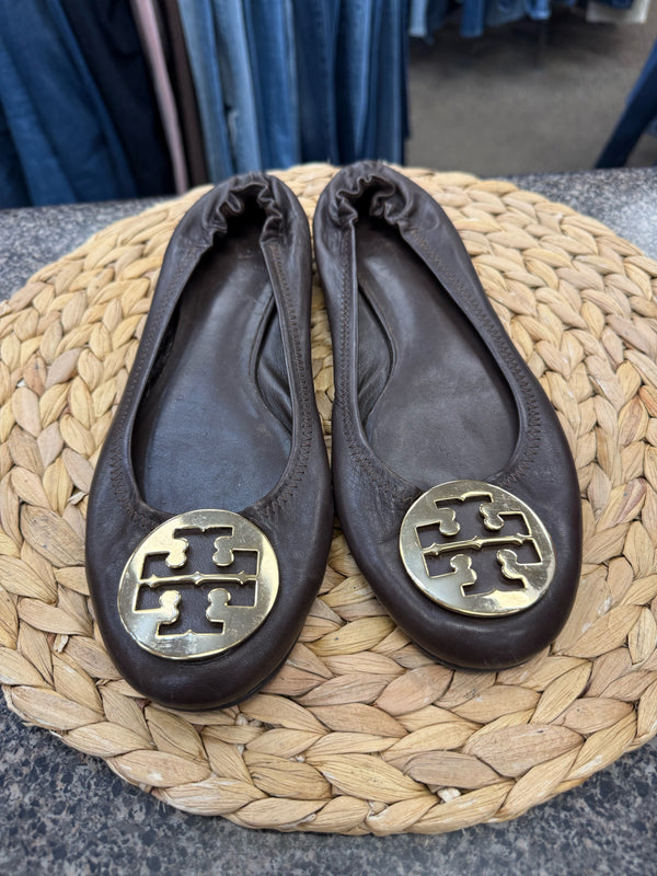 Pre-owned TORY BURCH Dark brown Gold Size 8 Designer Shoe