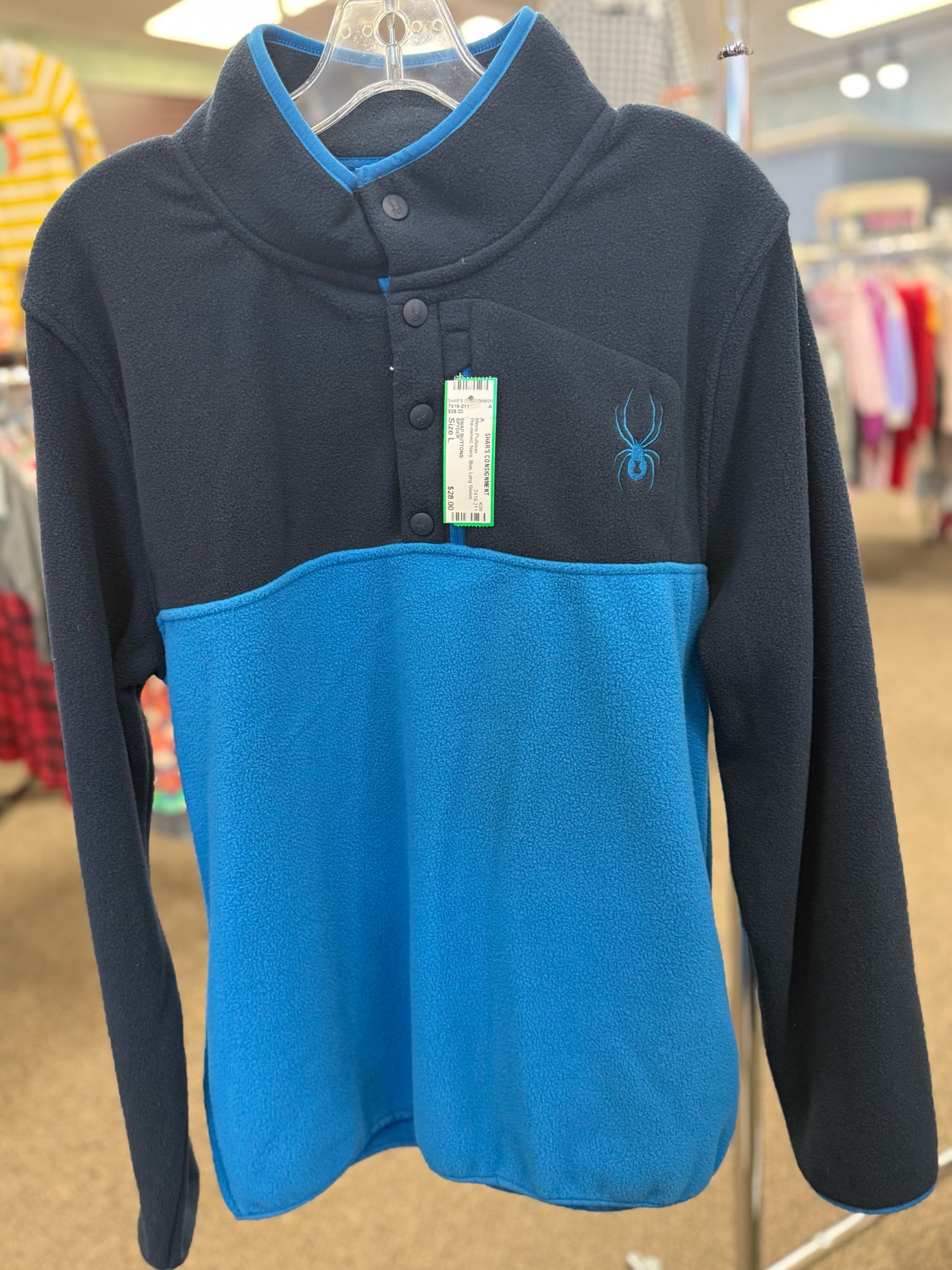 Pre-owned SPYDER Navy Blue Men Size L Long Sleeve Mens Pullover