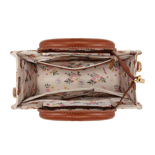 New WRANGLER Cream Brown Print M Crossbody Purse