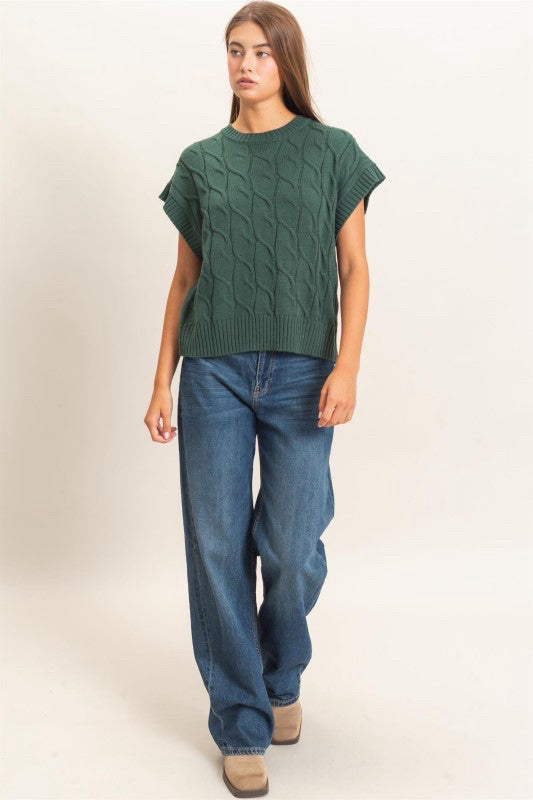 New DOUBLE ZERO Dark green Size S Cap Sleeve Sweater