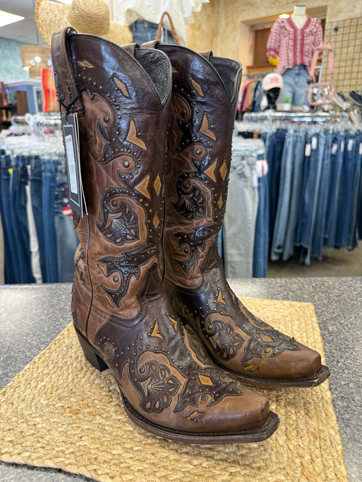Pre-owned LUCCHESE CHOCOLATE Dark Brown Size 10 Designer Boot