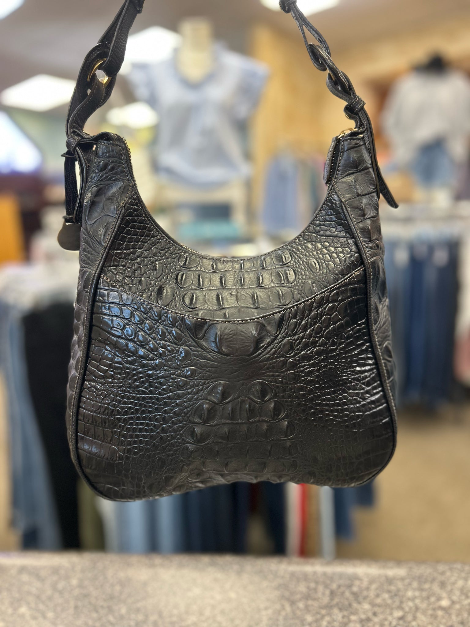 Pre-owned BRAHMIN Black Gold Trim Shoulder Designer Purse