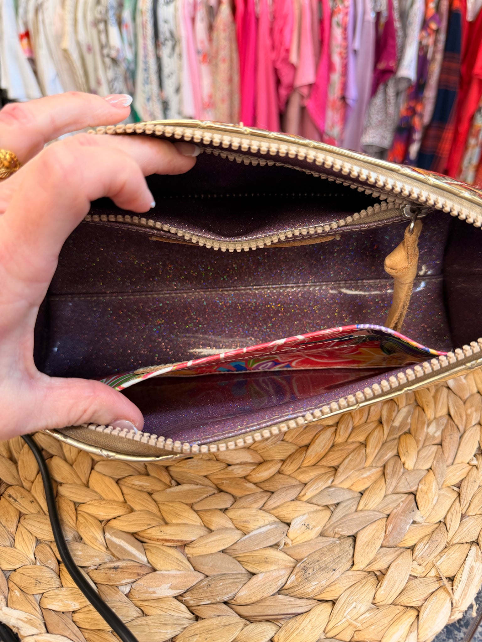 Pre-owned CONSUELA Gold Blue Designer Makeup Bag