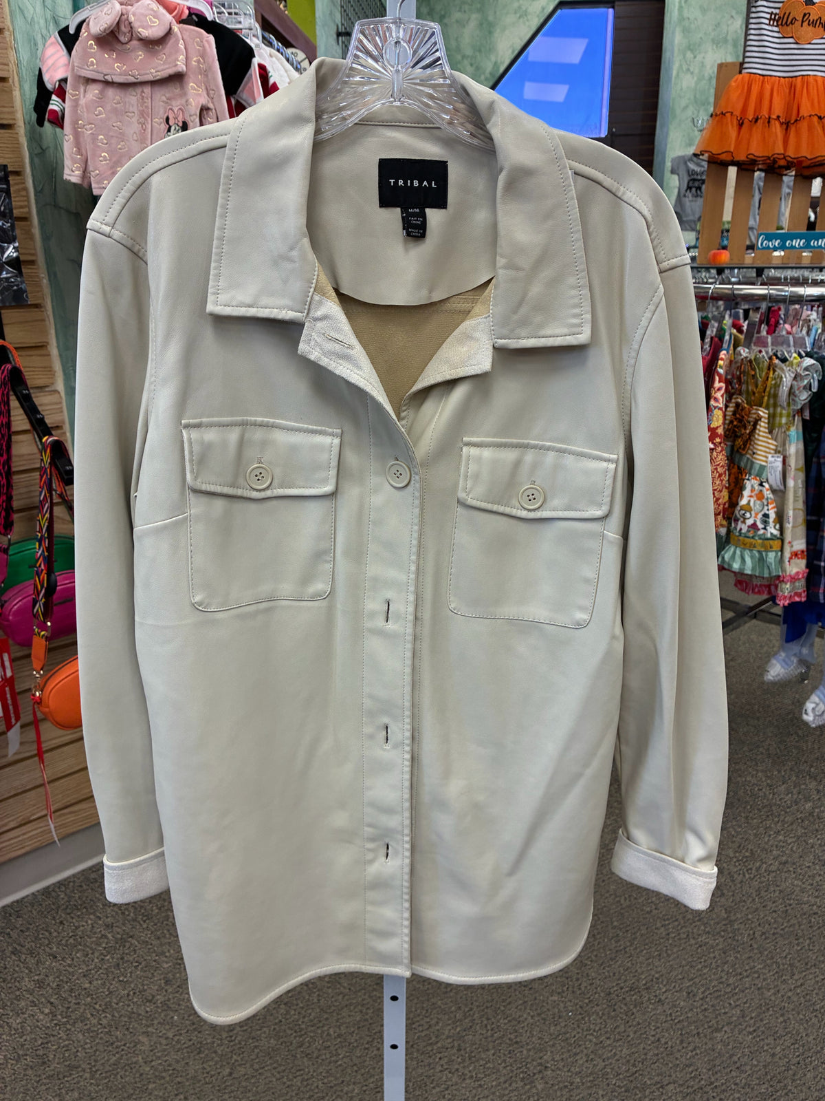 Pre-owned TRIBAL Cream Size M Long Sleeve Shacket