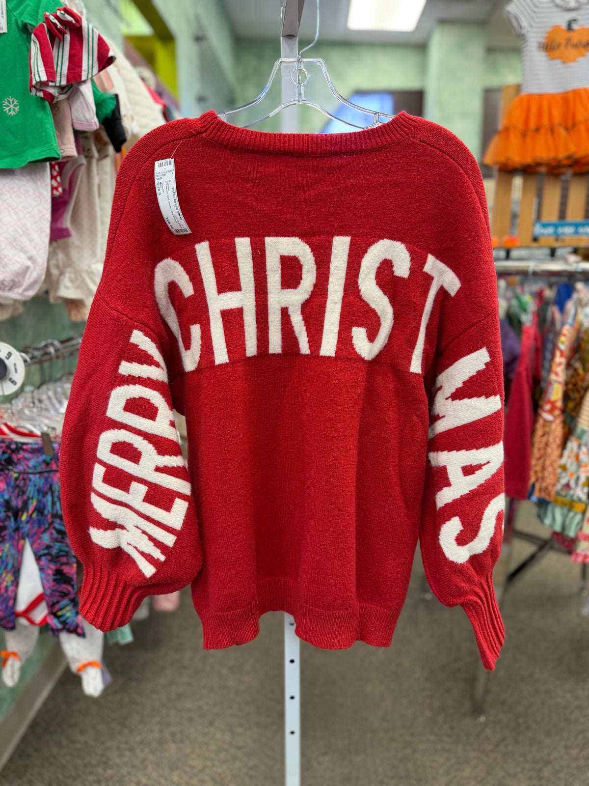 Pre-owned Mello Red White Size S Long Sleeve Sweater