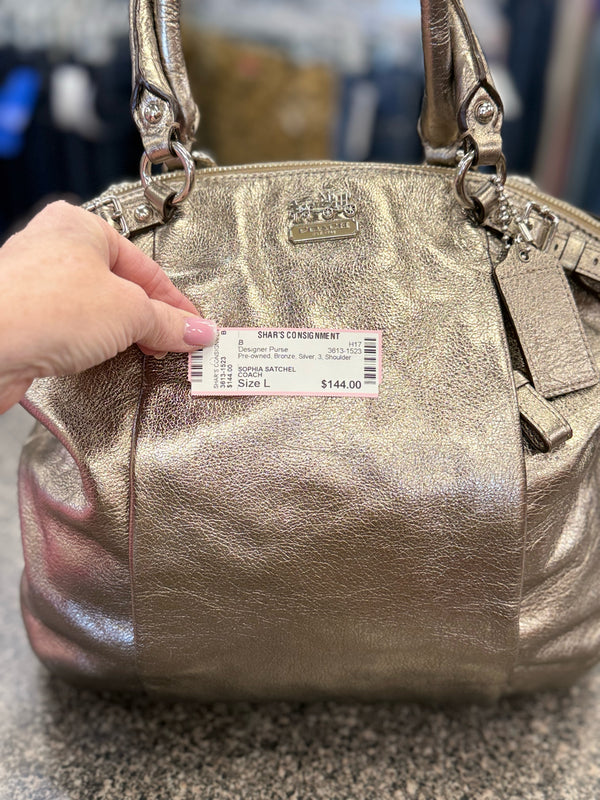 Pre-owned COACH Bronze Silver Shoulder Designer Purse