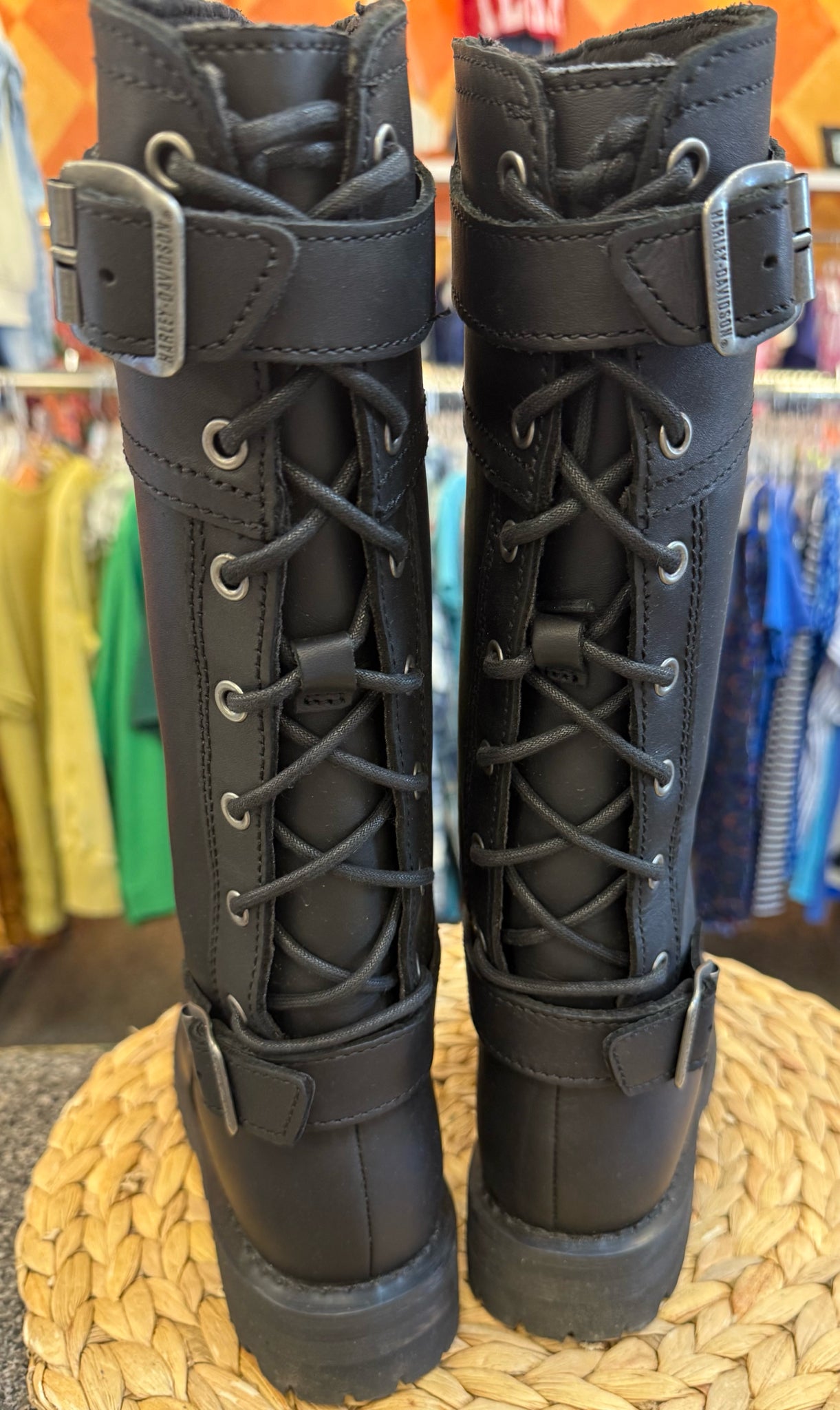 Pre-owned Harley Davidson Black Size 7 Designer Boot