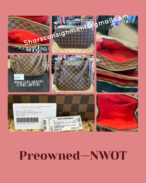 New  Without Tag LOUIS VUITTON Dark Brown Signature Shoulder Designer Purse
