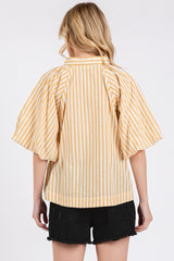 New MITTOSHOP Mustard stripe Size S Short Sleeve Blouse