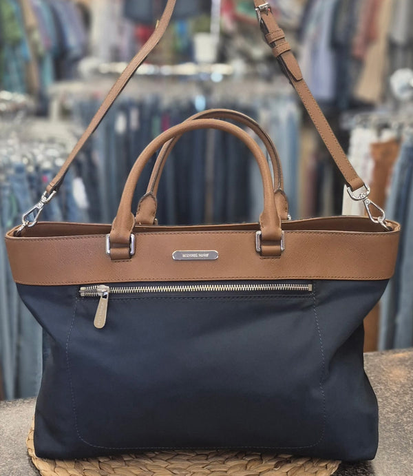 Pre-owned MICHAEL KORS Navy Tan Shoulder Designer Purse