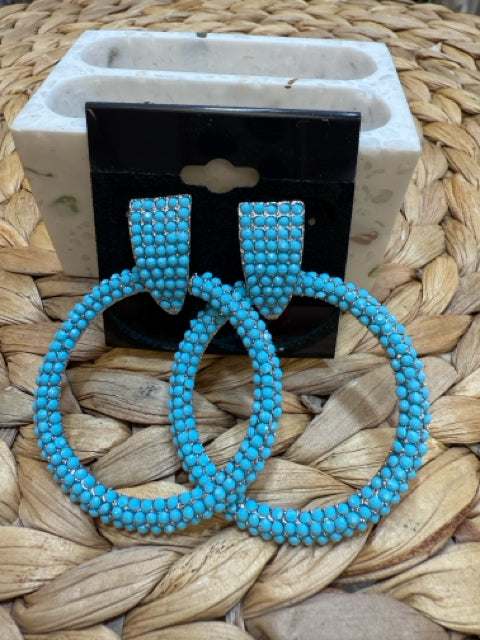Pre-owned WESTERN Bright Teal Silver Trim Earring