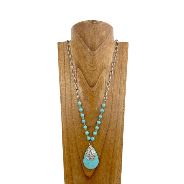 New WESTERN Turquoise Pewter Necklace
