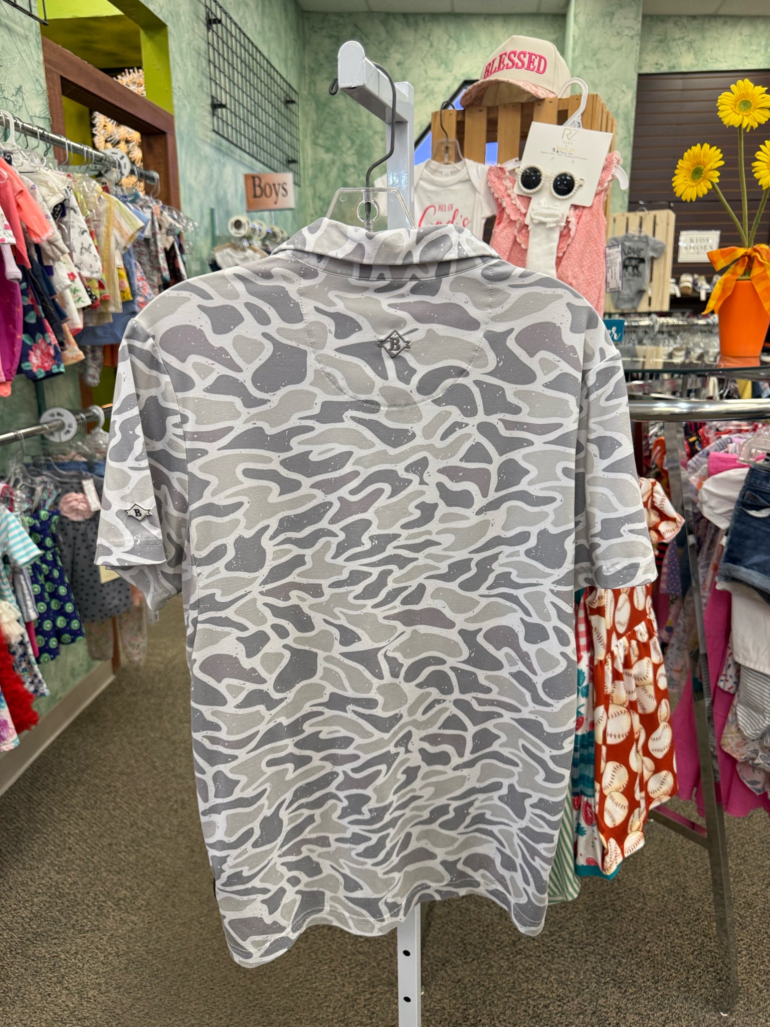Pre-owned Burlebo Off white Camo Print Men Size S Short Sleeve MENS Shirts