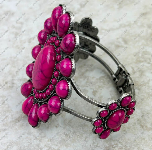 New WESTERN Hot pink Silver Bracelet