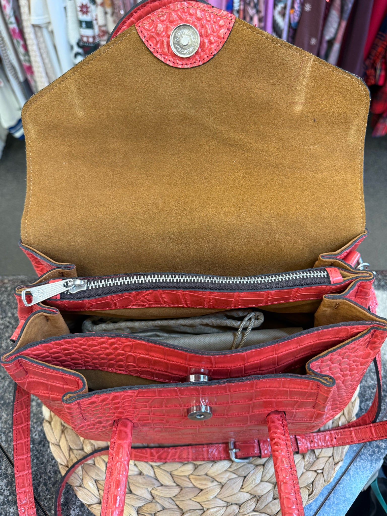 Pre-owned PATRICIA NASH Red Shoulder Designer Purse