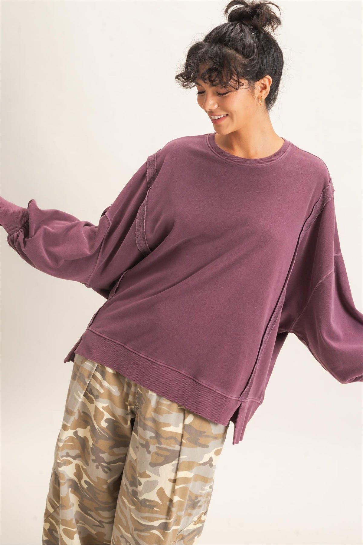 New DOUBLE ZERO Plum Size S Long Sleeve Sweatshirt