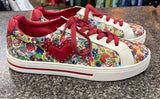 Pre-owned BRIGHTON Dark red Multi Floral SHOE SIZE 8 Designer Sneaker