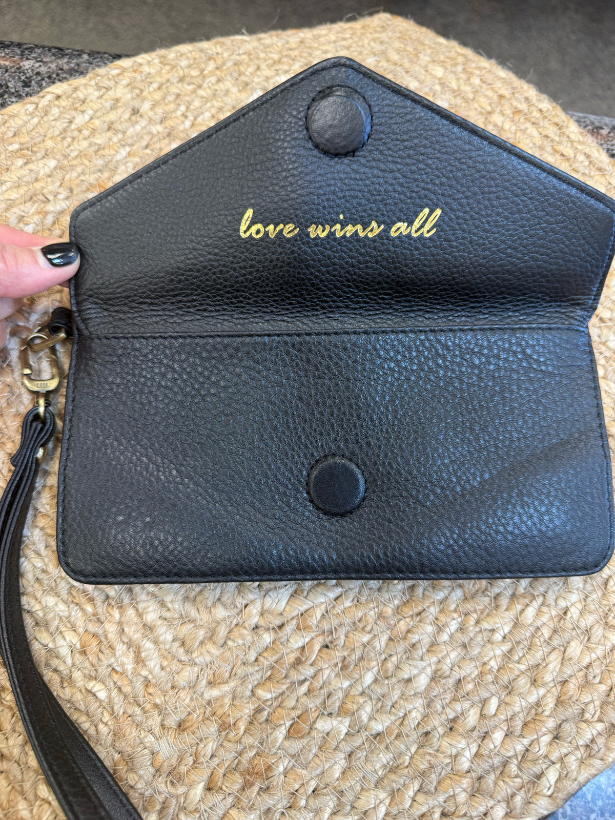 Pre-owned HOBO Black WALLET SIZE Wristlet Designer Wallet